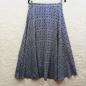 Skirt Maxi Chaus Navy Geometric Classic Preppy Nautical Coastal Grandma Size 12